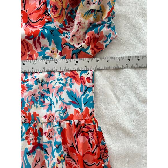 JADE MELODY TAM Beautiful Floral Maxi Dress Short Sleeve V-Neck Womens Medium XC - Picture 8 of 13